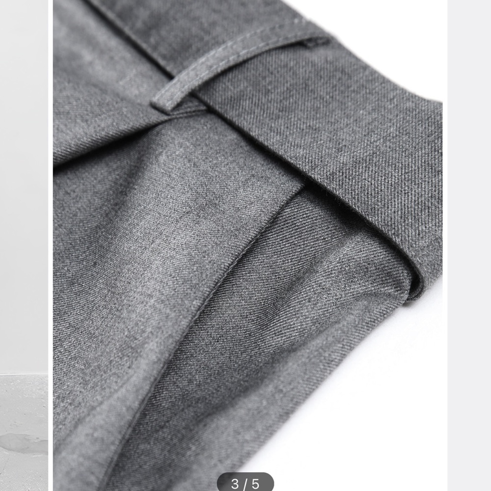 Commense Wide-Leg High-Rise Gray Trousers with Belt - Picture 4 of 11
